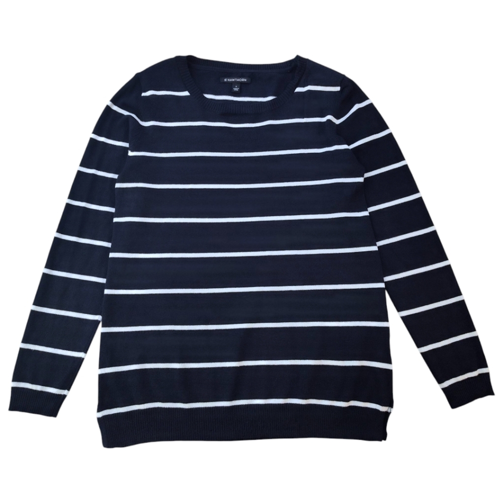 41 Hawthorne Navy and White Striped Sweater Womens Size Large